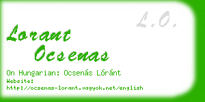 lorant ocsenas business card