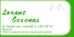 lorant ocsenas business card